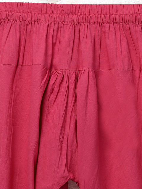 Women Peach-Coloured & Pink Printed Kurta with Churidar & Dupatta