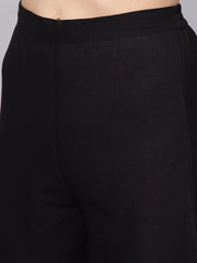 Women Off-White & Black Printed Kurta with Trousers