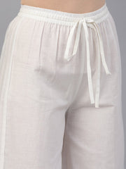 Fluorescent Green & Blue Floral Printed Kurta Set with White Palazzo with Print Detailing