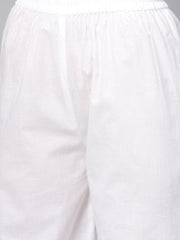 White Kurta Set With Palazzo &  cotton Megenta Lehriya dupatta