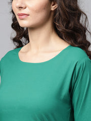 Solid Green Kurta Set with geometric Printed Sharara