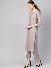 Women Grey Printed Kurta with Trousers & Dupatta