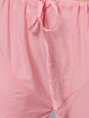 Women Pastel green and pink embroidered boat neck with v-slit 3/4th sleeves  kurta with pink churidar