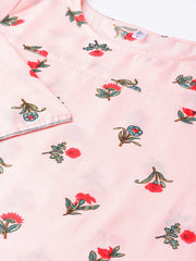 Women Peach-Coloured & Red Printed Kurta with Palazzos