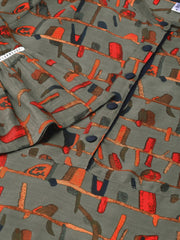 Women Olive Green & Orange Printed Maxi Dress