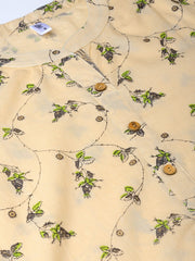 Women Beige & Green Printed Straight Kurta