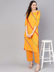 Women Yellow Printed Kurta with Trousers