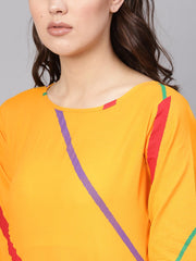 Women Yellow Printed Kurta with Trousers