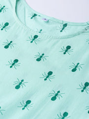 Women Green Printed A-Line Dress