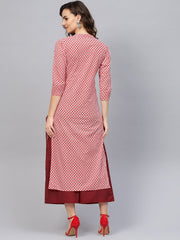 Women Red & Maroon Printed Kurta with Palazzos