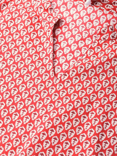 Women Red & Maroon Printed Kurta with Palazzos