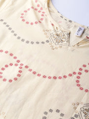 Women Cream-Coloured & Red Printed Kurta with Trousers