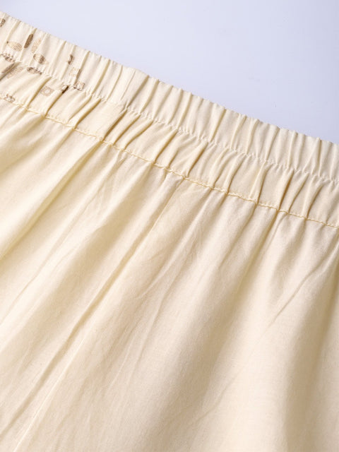 Women Cream-Coloured & Red Printed Kurta with Trousers