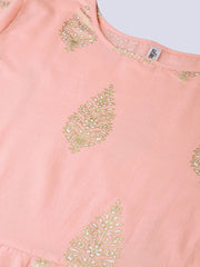 Women Pink & Golden Printed Maxi Dress