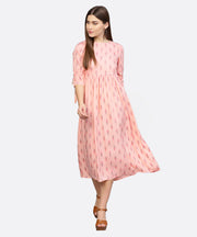 Women Peach-Coloured Printed A-Line  Dress