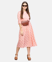 Women Peach-Coloured Printed A-Line  Dress