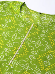 Women Green & Cream-Coloured Printed Kurta with Trousers