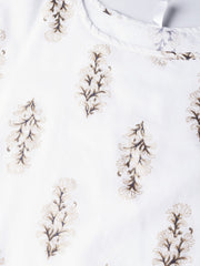 Women Off-White & Golden Printed Kurta with Trousers