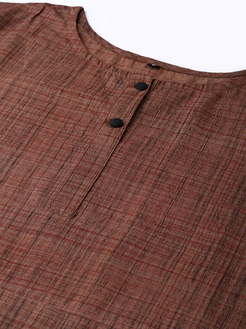 Women Brown Printed Kurta with Trousers