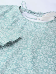 Women Grey & White Printed Straight Kurta