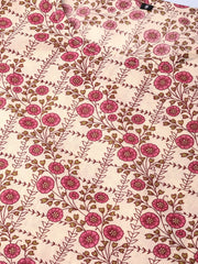 Cream & multi floral printed kurta with solid olive green pants