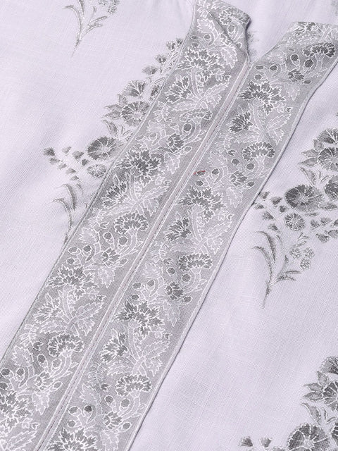 Fossil Grey Printed Kurta set with Pant