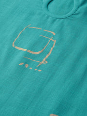 Green Printed Kurta Set With Printed skirt