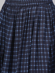 Blue and Beige Printed Kurta Set With Printed Skirt