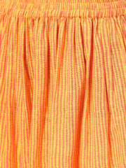 Peach & Mango Yellow Printed Kurta set with Skirt