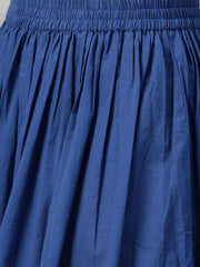 Off-White & Blue gold Floral printed Kurta set with Skirt