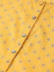 Yellow & Sage Green A-line Printed kurta set with Pant