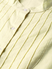 Solid Lime yellow top with detailed sleeves