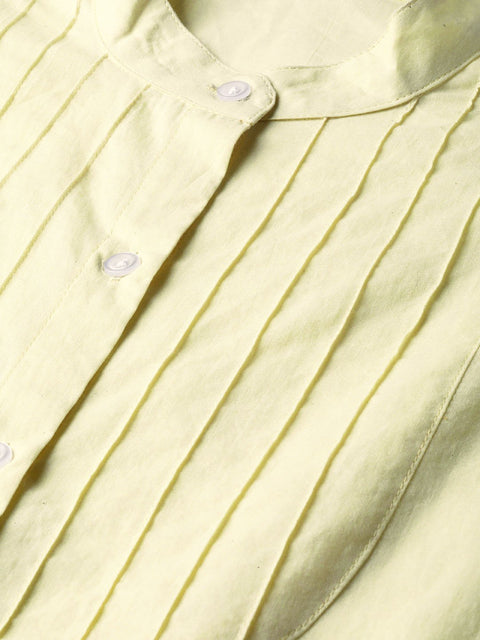 Solid Lime yellow top with detailed sleeves