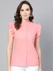 Solid pastel pink tunic with detailed sleeves