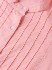 Solid pastel pink tunic with detailed sleeves