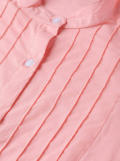 Solid pastel pink tunic with detailed sleeves