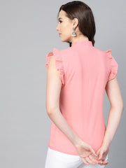 Solid pastel pink tunic with detailed sleeves