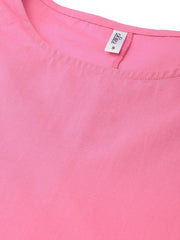 Pink Straight kurta set with Palazzo & Ikat dupatta