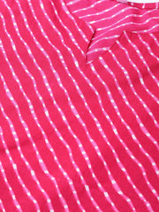 Rani Pink Leheriya printed kurta & pallazo with solid off white crinkled dupatta