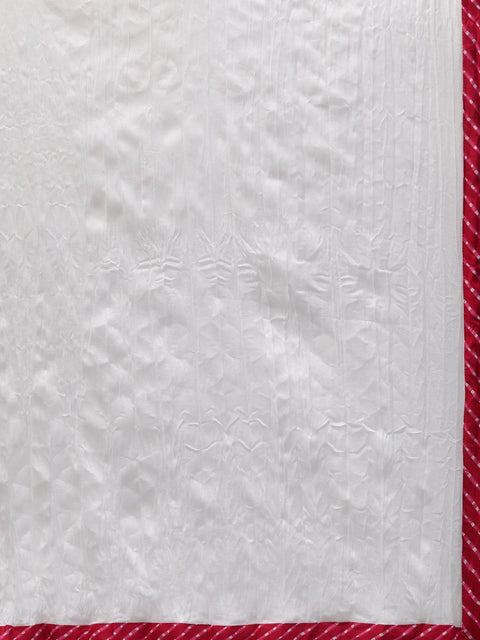 Rani Pink Leheriya printed kurta & pallazo with solid off white crinkled dupatta