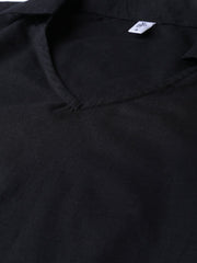 Solid Black Kurta & pallazo with grey & black chevron printed dupatta