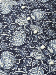 Nayo Women Navy Blue & Cream Floral Printed Maxi Dress