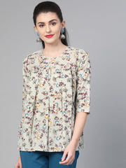 Nayo Women Green & Multi Empire Printed Top