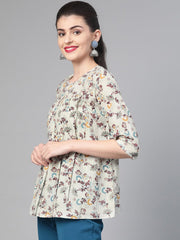 Nayo Women Green & Multi Empire Printed Top