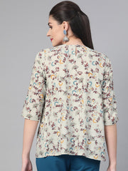 Nayo Women Green & Multi Empire Printed Top