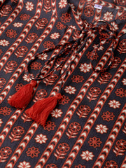 Nayo Women Black & Rust Regular Printed Top