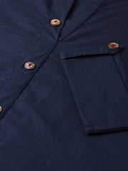 Nayo Women Navy Blue &  Cotton Straight Solid Solid Kurta