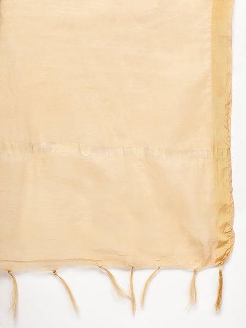 Nayo Women Pink & Gold Straight Ethnic Motifs Printed Kurta And Trousers Set