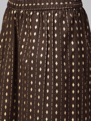 Nayo Women Beige & Brown Straight Solid Solid Kurta And Palazzos Set