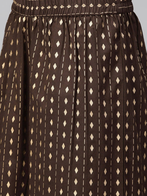 Nayo Women Beige & Brown Straight Solid Solid Kurta And Palazzos Set